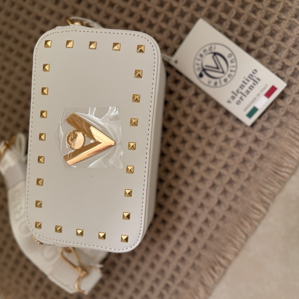 Valentino Orlandi White and Gold Crossbody Bag